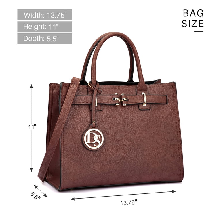Dasein Belted Tote Work Bag, Brown Vegan Leather photo 6
