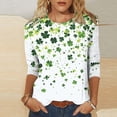 thumbnail image 2 of St Patricks Day Shirt Women,3/4 Sleeve Shirts Cute Shamrock Print Tees Blouses Casual Plus Size Basic Lucky Tops, 2 of 5