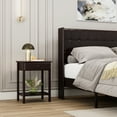 thumbnail image 5 of Homfa Night Stand with Drawer, End Wooden Bedside Table with Storage Shelf for Bedroom Living Room, Set of 2,Dark Brown, 5 of 11