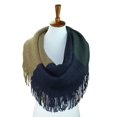 thumbnail image 6 of Black Beige Burgundy Tricolor Winter Knit Infinity Scarf With Fringe, 6 of 6