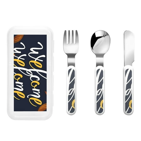 

Qokaie Sunflower Welcome A for Stainless Steel Kids Silverware Set - Children’s Utensil Set - Children s Knife Fork And Spoon Set
