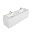 thumbnail image 5 of Modern 72" Wall-Mounted Bathroom Vanity in Glossy White with Double Resin Top Basins, 5 of 7