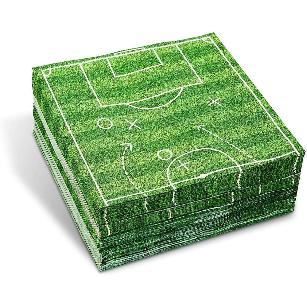 100Pack Soccer Field Party Napkins, 2Ply Disposable Paper Napkins for