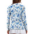 thumbnail image 3 of Jiueut Blue Watercolor Floral Pattern Half-Zip Tops for Women Fashionable Shirt Zip Up Sports Golf Apparel Fall Golf Shirts for Pilates, Size Small, 3 of 10