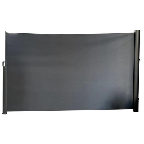 Outdoor patio privacy retractable side awning screen in charcoal color