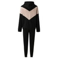 thumbnail image 5 of Women Winter Stitching Color Tracksuit Long Sleeve Hoodies Loose Trousers Suit Two Piece Set Clothing Snow Pants Womens Tall Pant Suit Women Dressy Petite Stylish Jumpsuits for Women Pantsuit for, 5 of 6