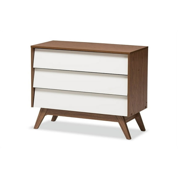 Baxton Studio 10 Gallon Wood Drawer Chests, White and Brown