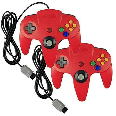 Nintendo 64 N64 Box - Lot Of 2 Pack Classic Wired Controllers For Nintendo 64 N64 In Red