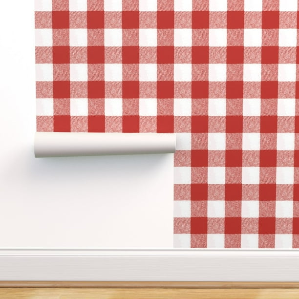 Removable Wallpaper 9ft X 2ft Red White Buffalo Check Picnic Plaid removable-wallpaper-9ft-x-2ft-red-white-buffalo-check-picnic-plaid