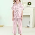 thumbnail image 6 of CAIXIA Girls Pajama Sets Size 10-12 3 Piece Cute Print Summer Silk Pajamas for Girls Short Sleeve Long Pants with Shorts Satin Sleepwear Loungewear for Kids 3pjs Nightwear,08-Light Pink, 6 of 6