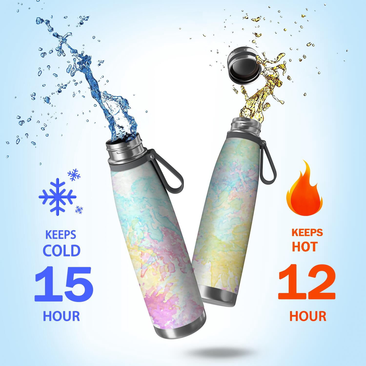 29oz Insulated Water Bottle with Tea Infuser, Stainless Steel Travel Mug, Fluid Smoke Aurora Art Style