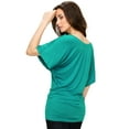 thumbnail image 4 of Made by Johnny Women's Boat Neck Short Sleeve Dolman Drape Top XS JADE, 4 of 6