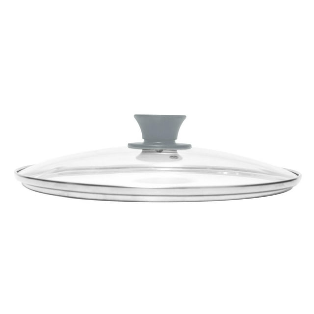 Tapa de repuesto para sartén de 36,7 cm con asa, para utensilios de cocina portátiles, borde de acero inoxidable transparente, tapa universal para mango gris