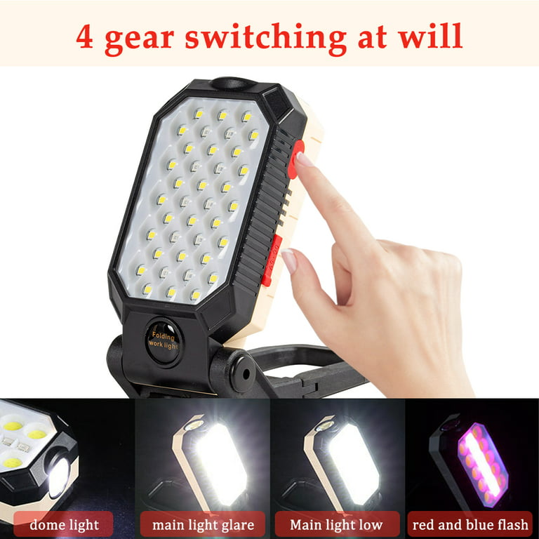 5 LED Flashlight, Portable ABS Torch with COB Side Lights, USB  Rechargeable, 4 Modes Flash Light, Home Car Repair Worklight Hiking Camping  Fishing Lantern (Color Black)