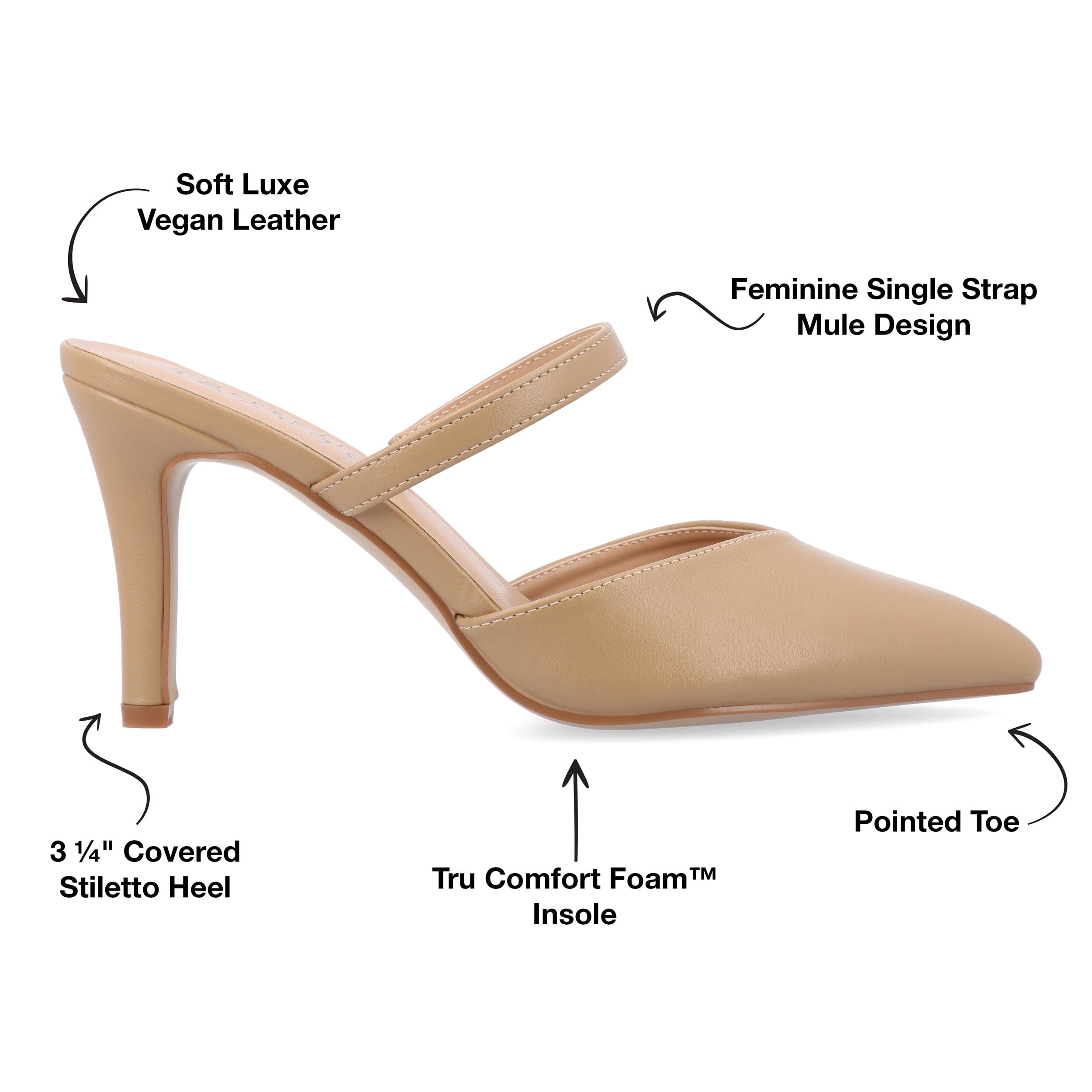 Journee Women's Yvon SuperNatural Shades Wide Width Pointed Toe Mule Pumps