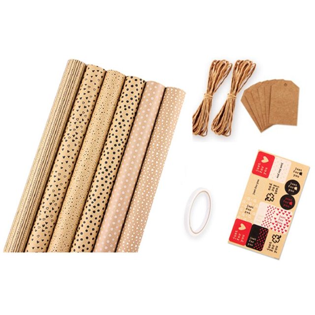 Papel de regalo navideño, papel de regalo de cumpleaños reciclado, papel de regalo de 6 estilos para ocasiones especiales