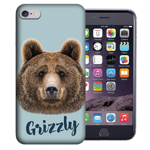 MUNDAZE Apple iPhone SE / 7 / 8 4.7" Design Case - Grizzly Bear Realistic Art Design Cover