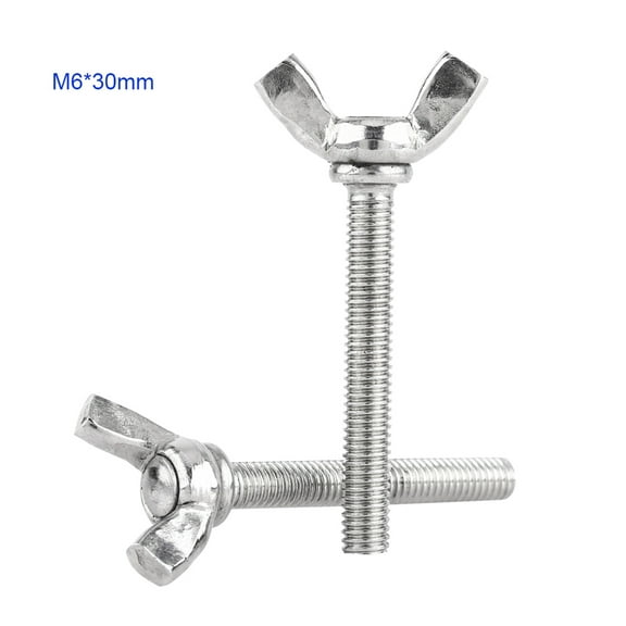 5Pcs M6 Silver 304 Stainless Metal DIN316 Hand Wing Butterfly Bolts (M6*30)