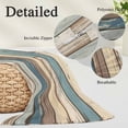 thumbnail image 6 of Blue Brown Beige Farmhouse King Size Pillow Cover, Pillowcase Protectors with Zipper, Breathable Decorative Throw Pillow Case Cover, Vintage Wood Pillow Shams for Couch Sofa 20x36Inch, 6 of 8