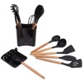 thumbnail image 3 of Dekaim Batterie de Cuisine de Pique-Nique, 13pcs Batterie de Cuisine de Camping résistant à la Chaleur Manche en Bois sans Odeur Noir kit de Batterie de Cuisine de Pique-Nique avec boîte de Rangement, 3 of 14