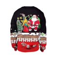 thumbnail image 2 of Pull de Noël Hiver Automne Col Rond Chandail en Molleton avec Imprimé Renne Père Noël, 2 of 2