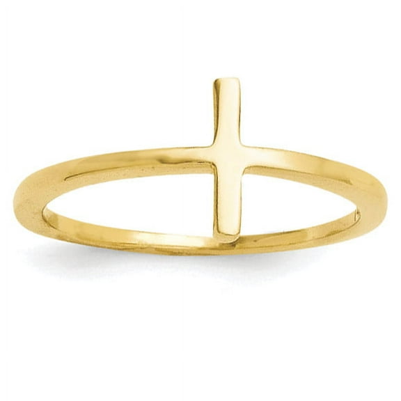 FJC Finejewelers Sterling Silver Yellow Plated Sideways Cross Ring Size 6 Female Adult