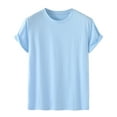 thumbnail image 5 of Nnhblu Men Cotton Short Sleeve Round Neck Casual Blouses Blue S, 5 of 5