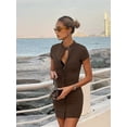thumbnail image 3 of Vestido corto ajustado de manga corta con Bolsillos falsos para mujer, elegante vestido de fiesta para vacaciones de verano, Y2k, 3 of 5