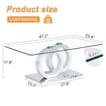 thumbnail image 3 of SUDICA Rectangle Coffee Table 47.2 Inch x 25.4 Inch Tempered Glass Top White MDF Base 1 Piece for Living Room, 3 of 6