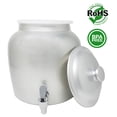 thumbnail image 1 of Premium Lead-Free Porcelain Beverage Dispenser With Matching Lid - 2.5 Gallons - Comes with Crock Ring Protector, No-Drip Chrome Painted BPA-Free Plastic Spigot Faucet and Lid - Silver, 1 of 4