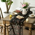 thumbnail image 5 of Sm:)e Black Embroidered Daisy Gauze Table Runner 120 Inches (10 Feet), Seasonal Sheer Decor for Kitchen & Dining Spaces, Ideal for Holidays, Weddings, Birthdays & Home Parties, 5 of 6