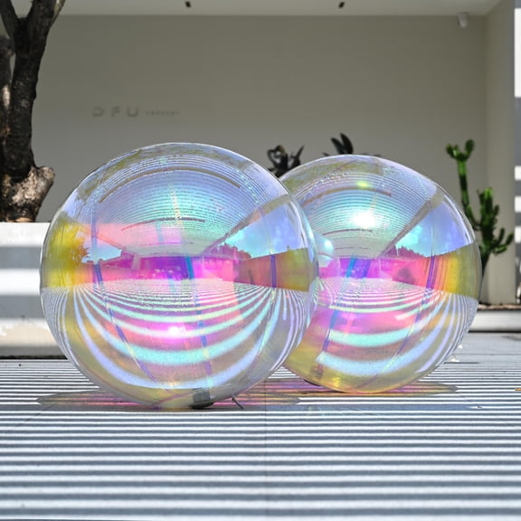 Yescom 2PCS 32" Big Shiny Inflatable Mirror Ball Set Giant Reusable PVC Hanging Balloon for Wedding Event Disco Party Concerts Iridescent