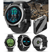 Garmin fenix E – 47 mm, AMOLED Stainless Steel with Black Silicone Band Multisport GPS Smartwatch with Power Bank