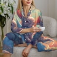 thumbnail image 5 of KLL Sunshine Winged Rabbit Print Women's Long Sleeve Pajamas with Pants Sleepwear Loungewear 2 Set-Large, 5 of 7