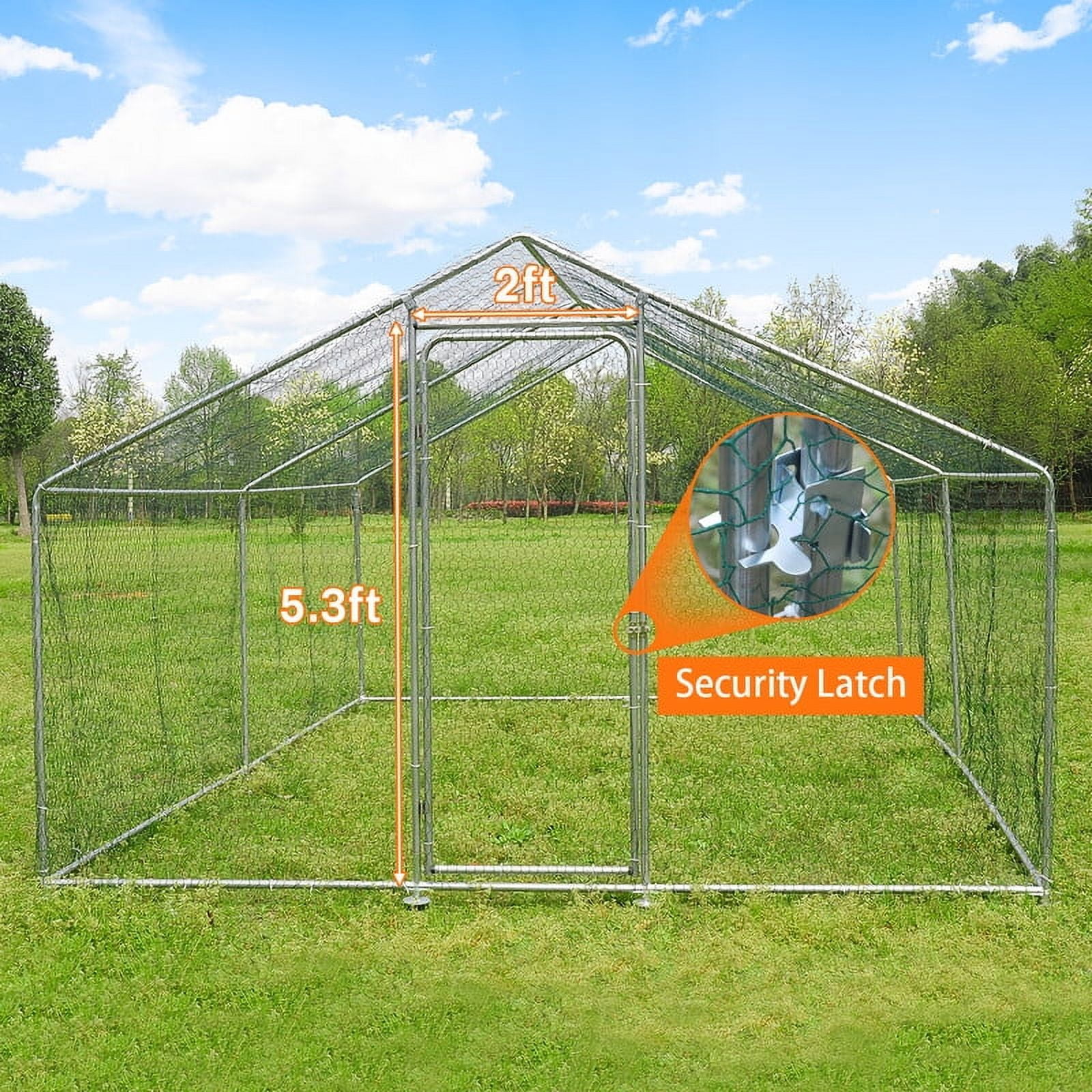 Walnest 10x20x6.6 FT Large Metal Chicken Coop, Walk-in Poultry Cage Chicken Runs House, Chicken Coop Run for Chickens, Chicken Runs for Yard with Waterproof & Anti-UV Cover, Chicken Cage for Farm