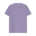 thumbnail image 4 of ZKIRBJV Womens Plus Size Tops Dressy Casual Going Out Tunic Crew Neck Short Sleeve Solid Color Plain T-Shirt Summer Tunics Blouses Purple L, 4 of 4