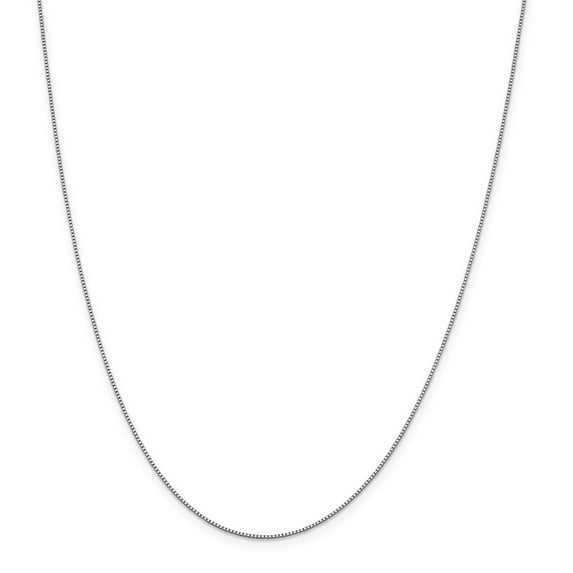 Solid 18K White Gold 0.70mm Box Chain Necklace - with Secure Lobster Lock Clasp 16"
