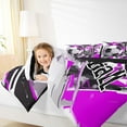 thumbnail image 4 of jejeloiu Football Sport Lovers Full Size Comforter Sets,Boys Soccer Game Bedding Comforter Set,Purple White Black Bedding Sets For Girls Boys,Ultra Soft Home Decor Reversible,3pcs, 4 of 8