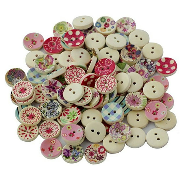 Guardoinrt 100PCS Wood Buttons Clothes Sewing Quilting Crafting Button Scrapbooking Needlework Handicraft Clothing Decoration 1 1Set
