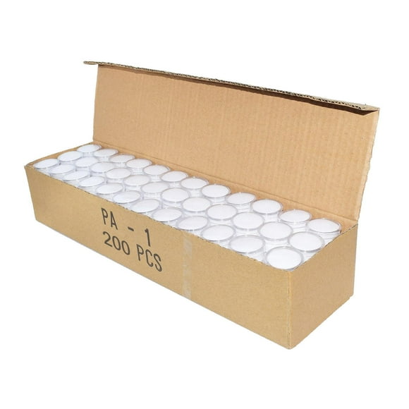 Wisewang 200 Pieces Small Loose Display Box Gemstone Case White with Holder Clear Lid Empty White 3x3x1.6cm