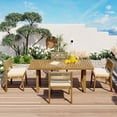 thumbnail image 2 of Royard Oaktree 5 Pieces Acacia Wood Patio Dining Set, Dining Table and Chairs Set for 4, Outdoor Furniture with Waterproof Desktop and Thick Cushions for Garden, Backyard, Beige, 2 of 9