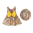 thumbnail image 3 of Coerni Toddler Baby Girls Sleeveless Sundress Girls Tutu Dress Bow Floral Print Princess Dress with Hat Beach Summer Outfits, 3 of 8