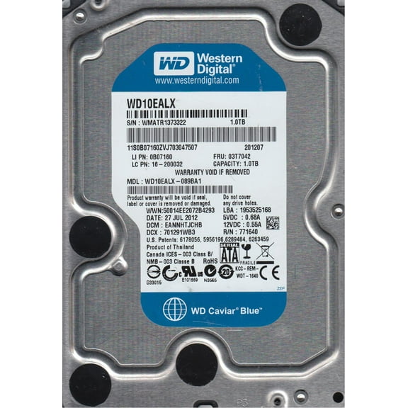 WD10EALX-089BA1, DCM EANNHTJCHB, Western Digital 1TB SATA 3.5 Hard Drive