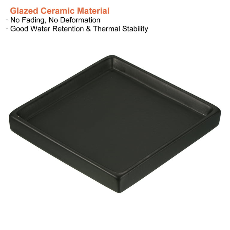 Coaster, Uxcell Planter Square Drip Tray Black Flower Pack 2 Saucer Ceramic 5\