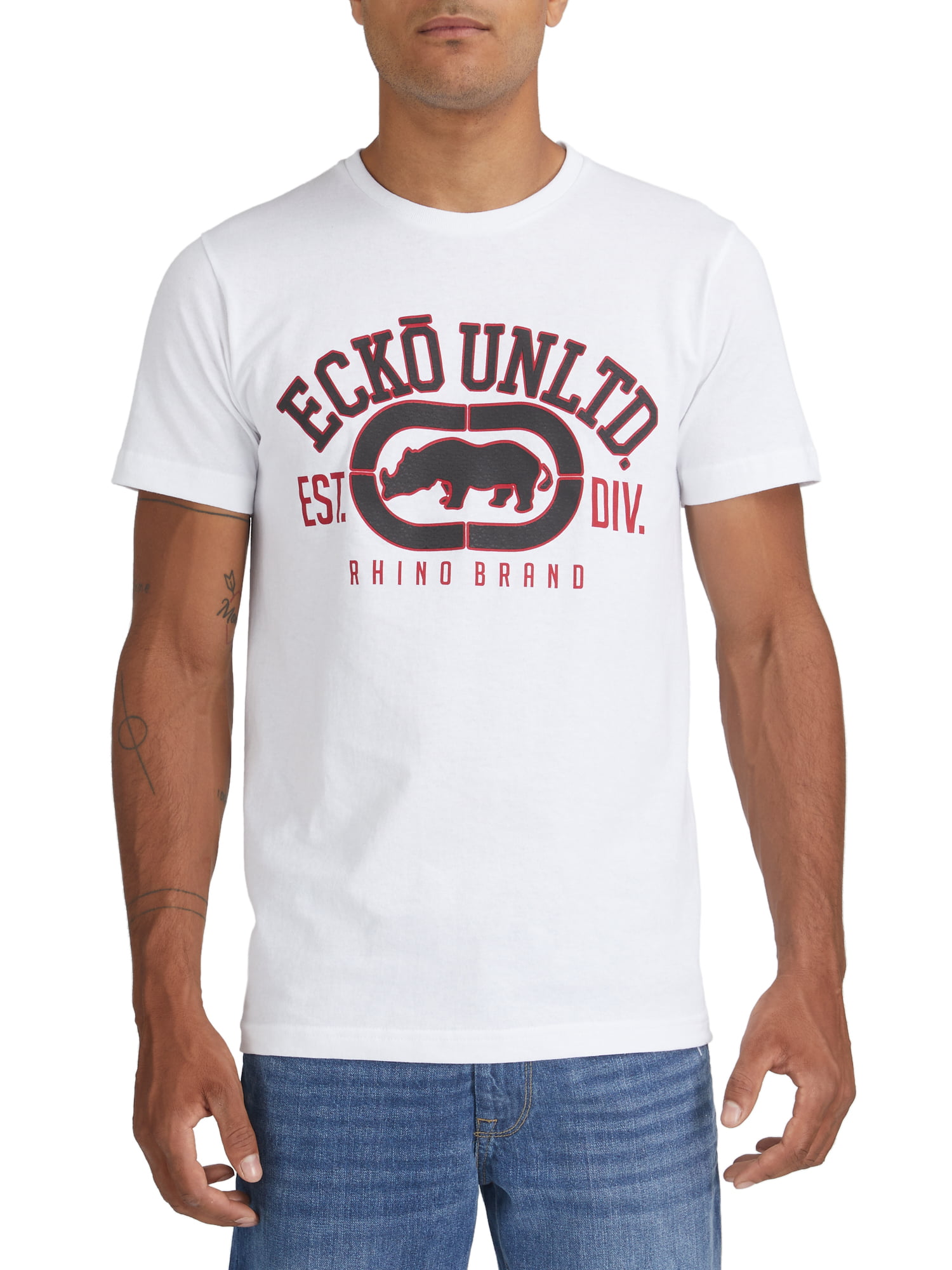 Ecko Unltd Red Mens Pattern Crash Graphic T-Shirt Small