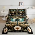 thumbnail image 2 of Castle Fairy Blue Dragonfly Moth Full Size Comforter Sets,Chic Floral Daisy Bedding Sets, 2 of 8