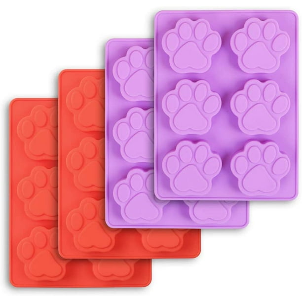 4 Pack Dog Paw Shape Silicone Molds 6 Cavities Food Grade Chocolate