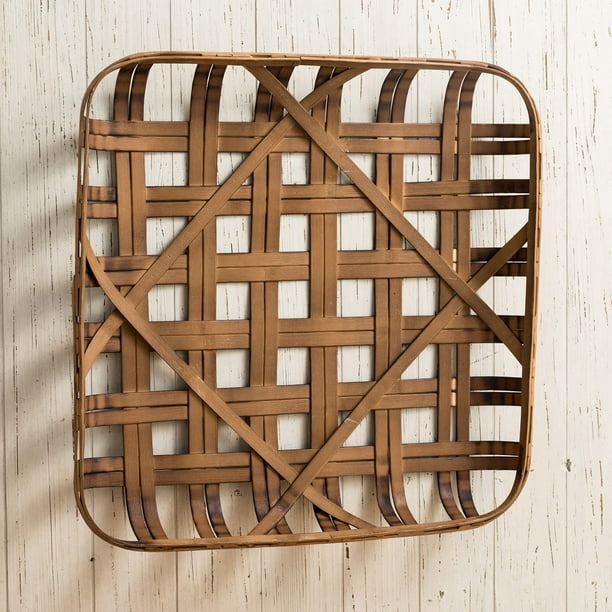 Glitzhome 24 x 24 Inch Vintage Black Bamboo Tabacco Basket Table Decor