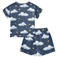 thumbnail image 2 of Clouds and Stars Summer Pajama Set Soft Cotton Short Sleeve Sleepwear 2PCS Pajama Sets Breathable Lounge Set Size 10Y, 2 of 7