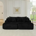 thumbnail image 4 of 83" Oversized Boneless Double Chaise Lounge Sofa Indoor, 2-Seater Lazy Sofa Lounge Chair, Fluffy Modern Sleeper Bed, Comfy Floor Chair for Living Room, Bedroom, No Assembly Required, Black, 4 of 10